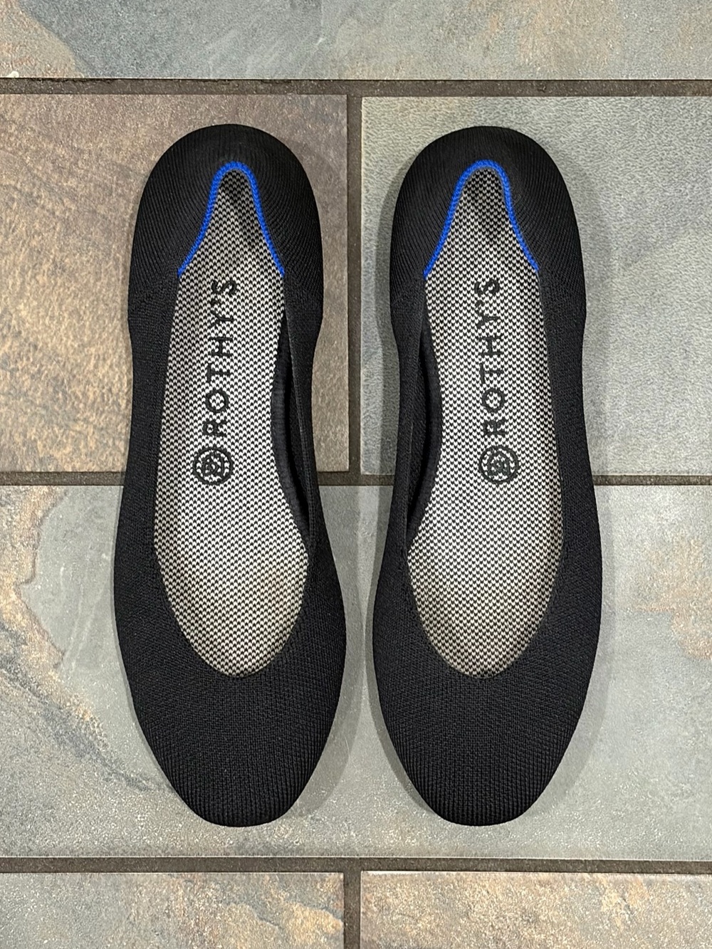 Rothy's “The Flat” Black Knit Flats Rounded Toe, SZ 9